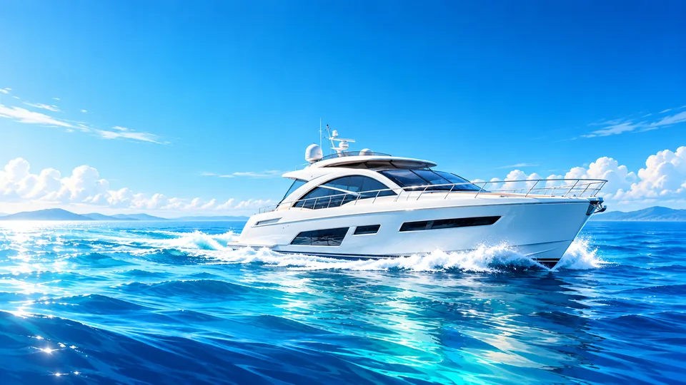 Illustrazione di uno yacht a motore